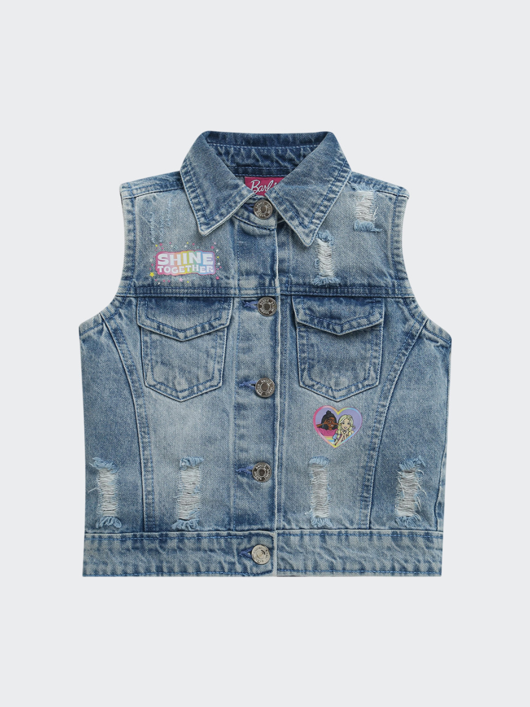 Tiny Girl Girls Solid Spread Collar Denim Jacket