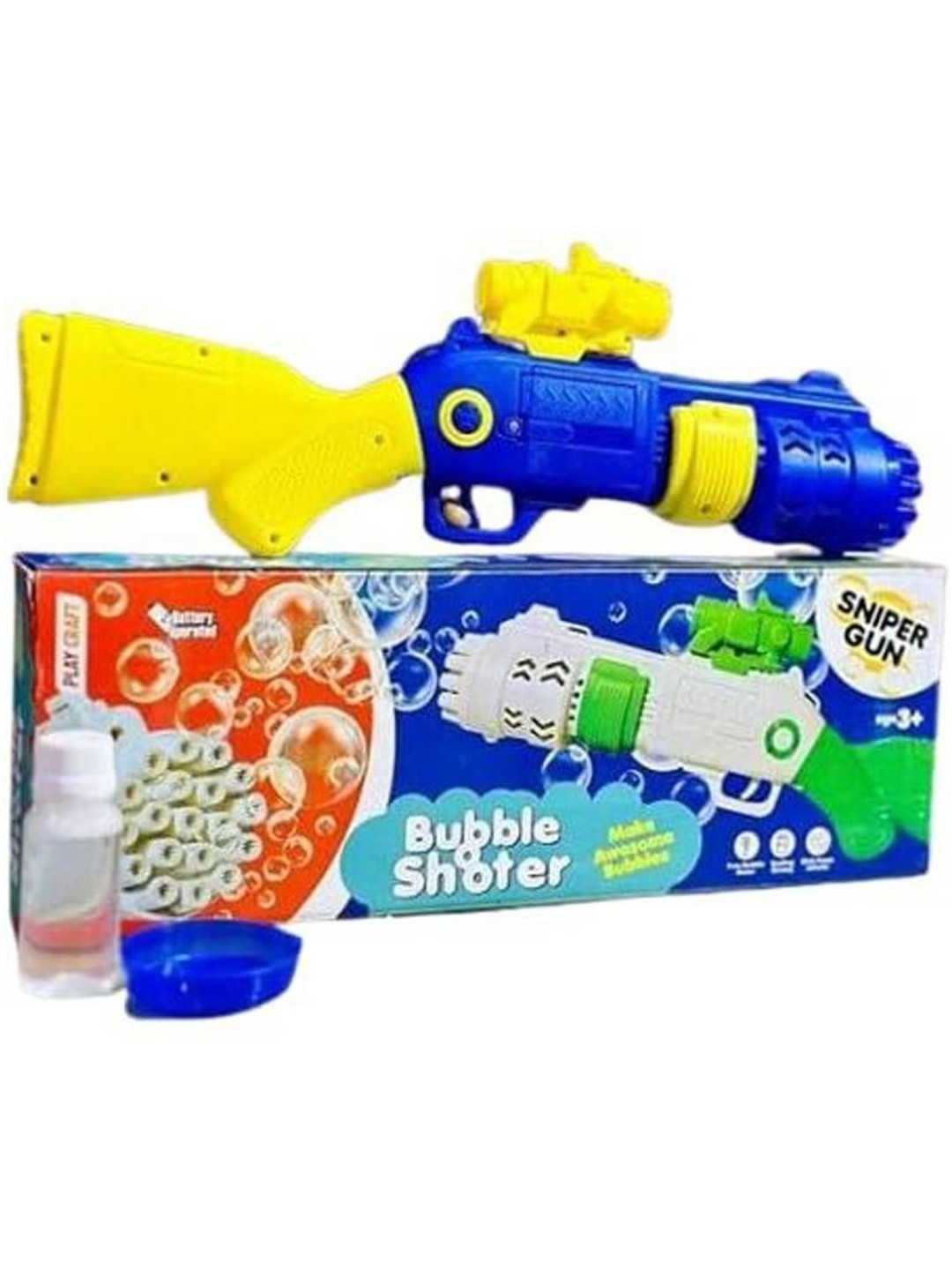 HASHONE Kids Battery Operated BPA Free Bubble Shooter Toy Gun with Liquid Bottle
