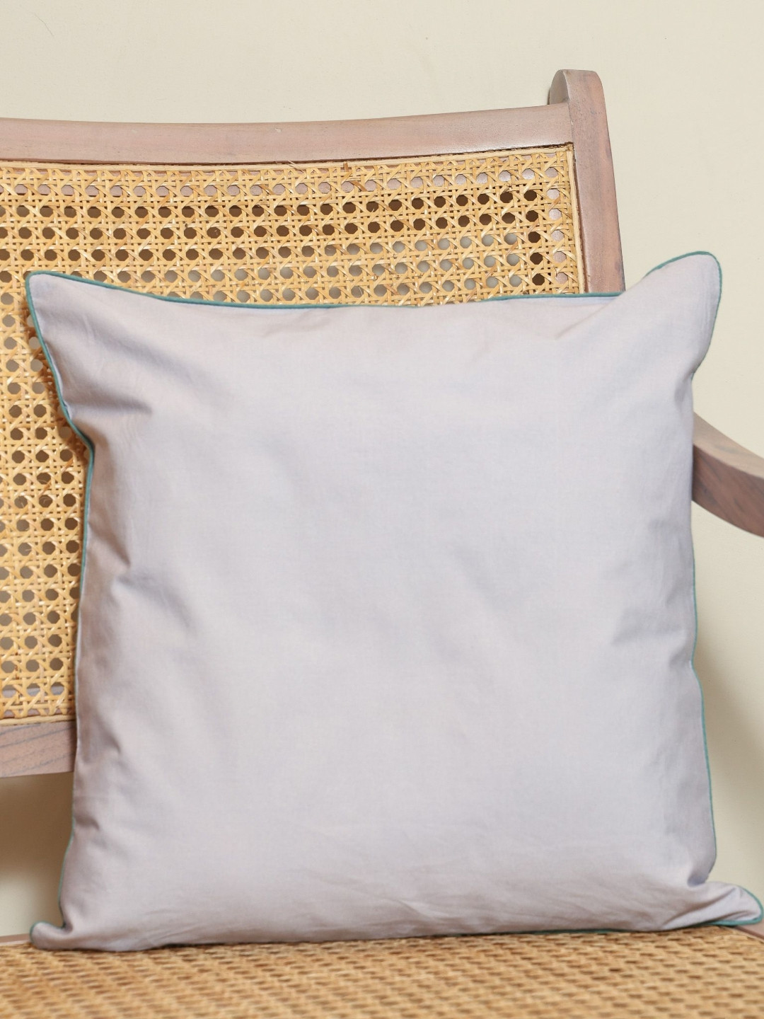Crown of Poppies Meadow  Lavender Cotton Square Cushion Cover