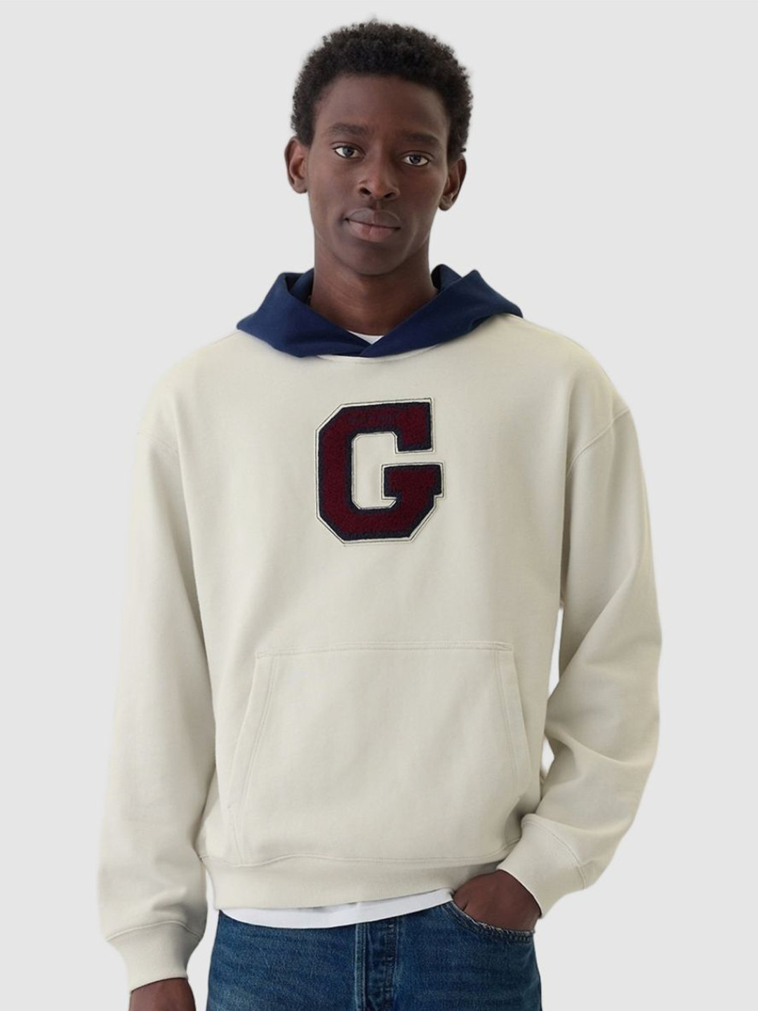 GAP Logo Embroidered Hooded Pullover Sweatshirt