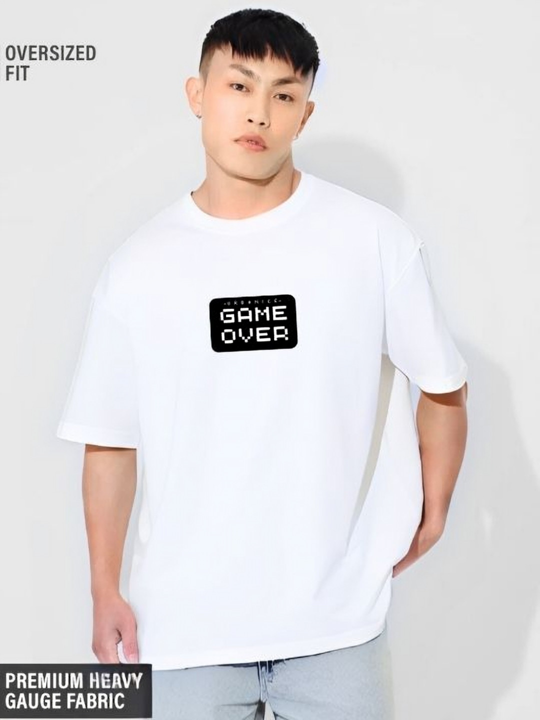 URBANICE Typography Printed Extended Sleeves Abzorb Cotton Oversized T-shirt