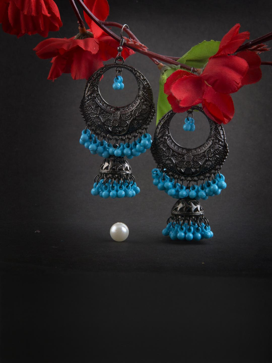 Creative Frogs Silver-Plated Beaded Chandbalis