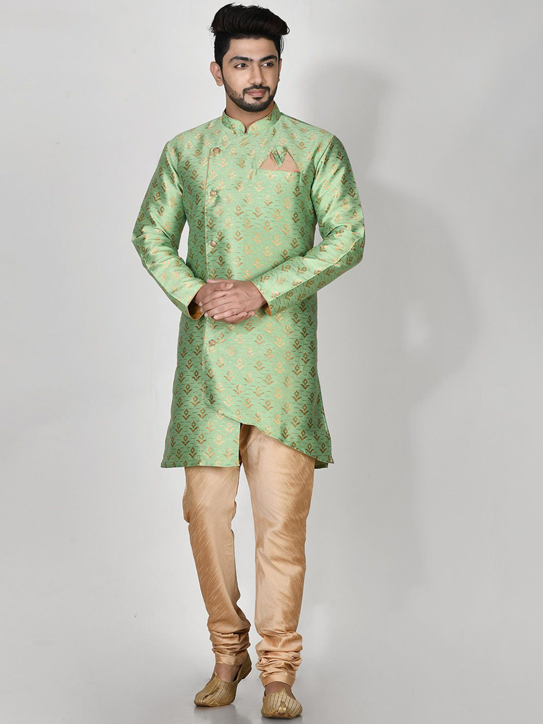 RANAK Men Regular Silk Georgette Kurta with Churidar