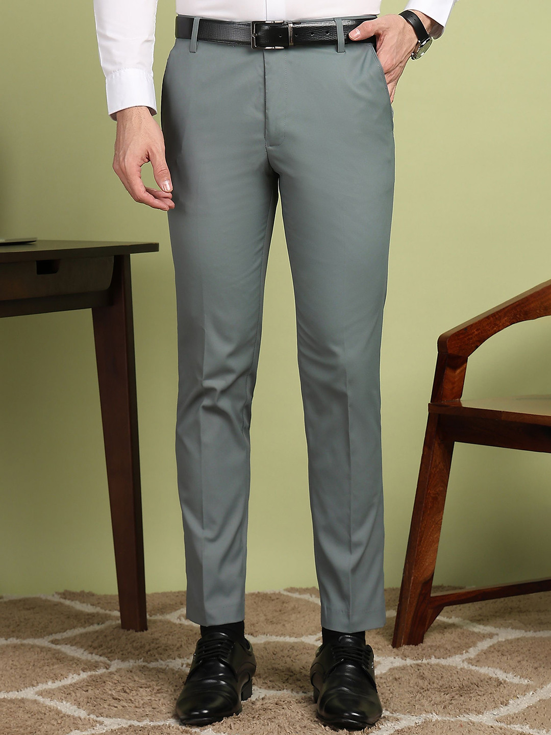 FUBAR Men Textured Slim Fit Trousers
