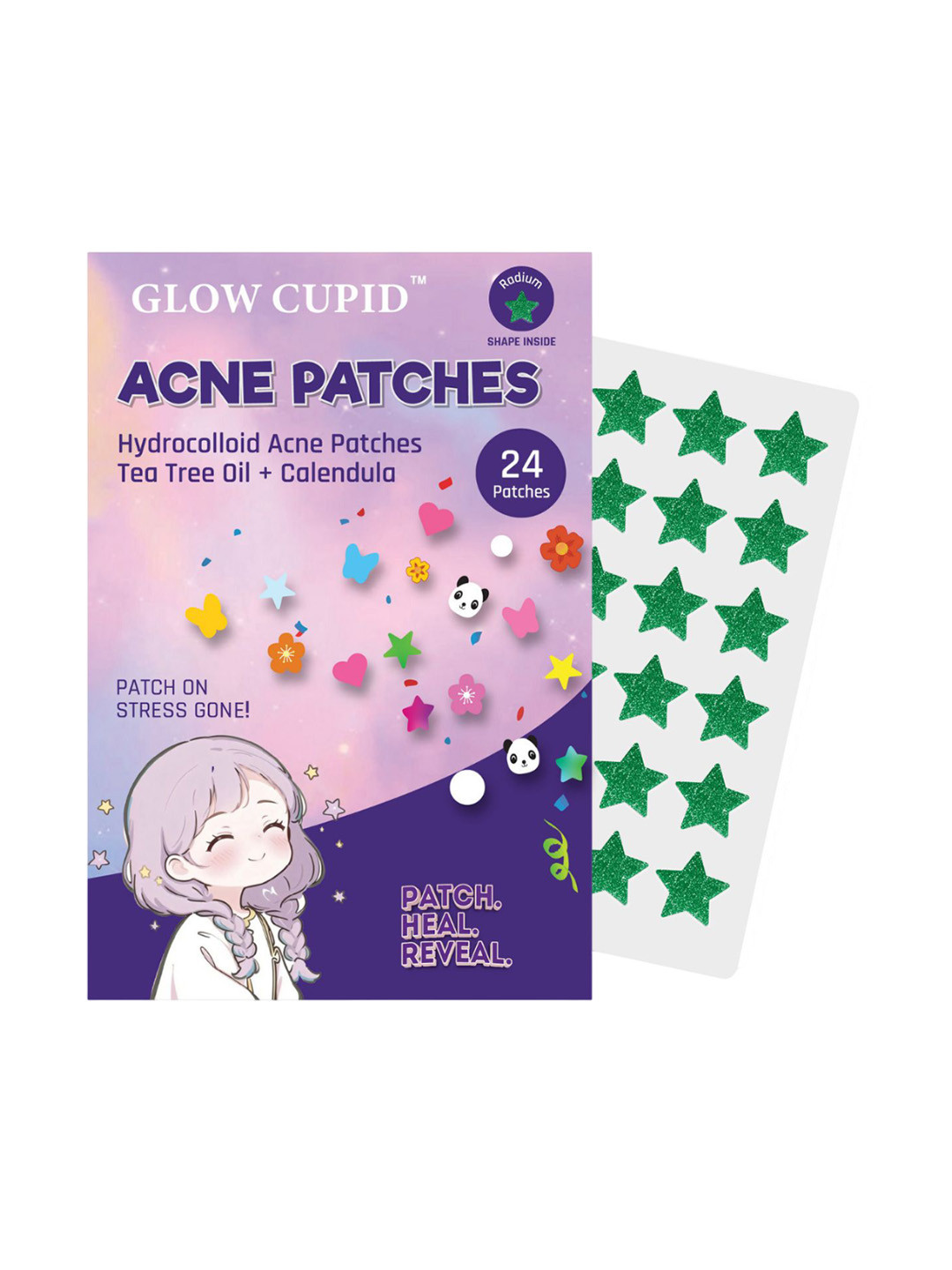 GLOW CUPID Radium Star Shape Acne Pimple Patch With Tea Tree Oil & Calendula  - 24 Patches