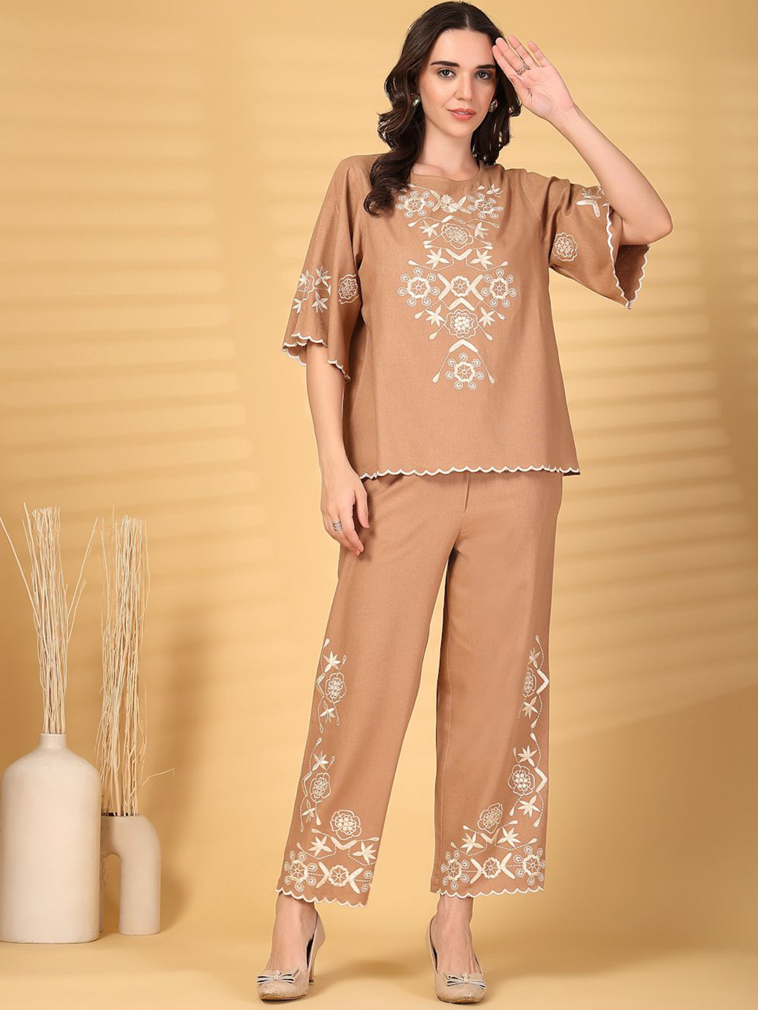 Gipsy Embroidered Top With Trousers Co-Ords