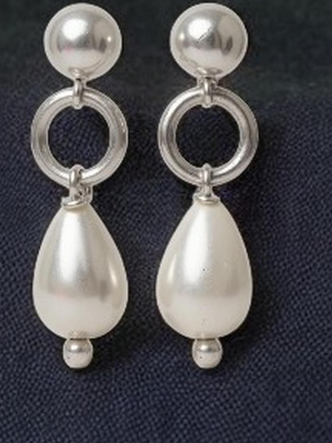 SOMYA  Silver white Contemporary Drop Earrings