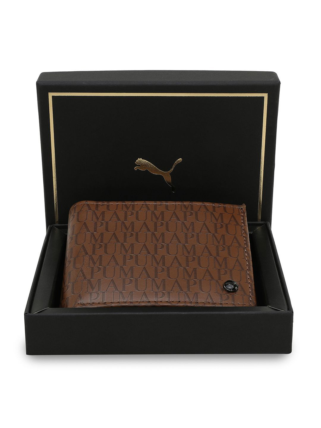 Puma Men Brand Logo Printed Leather Two Fold Wallet