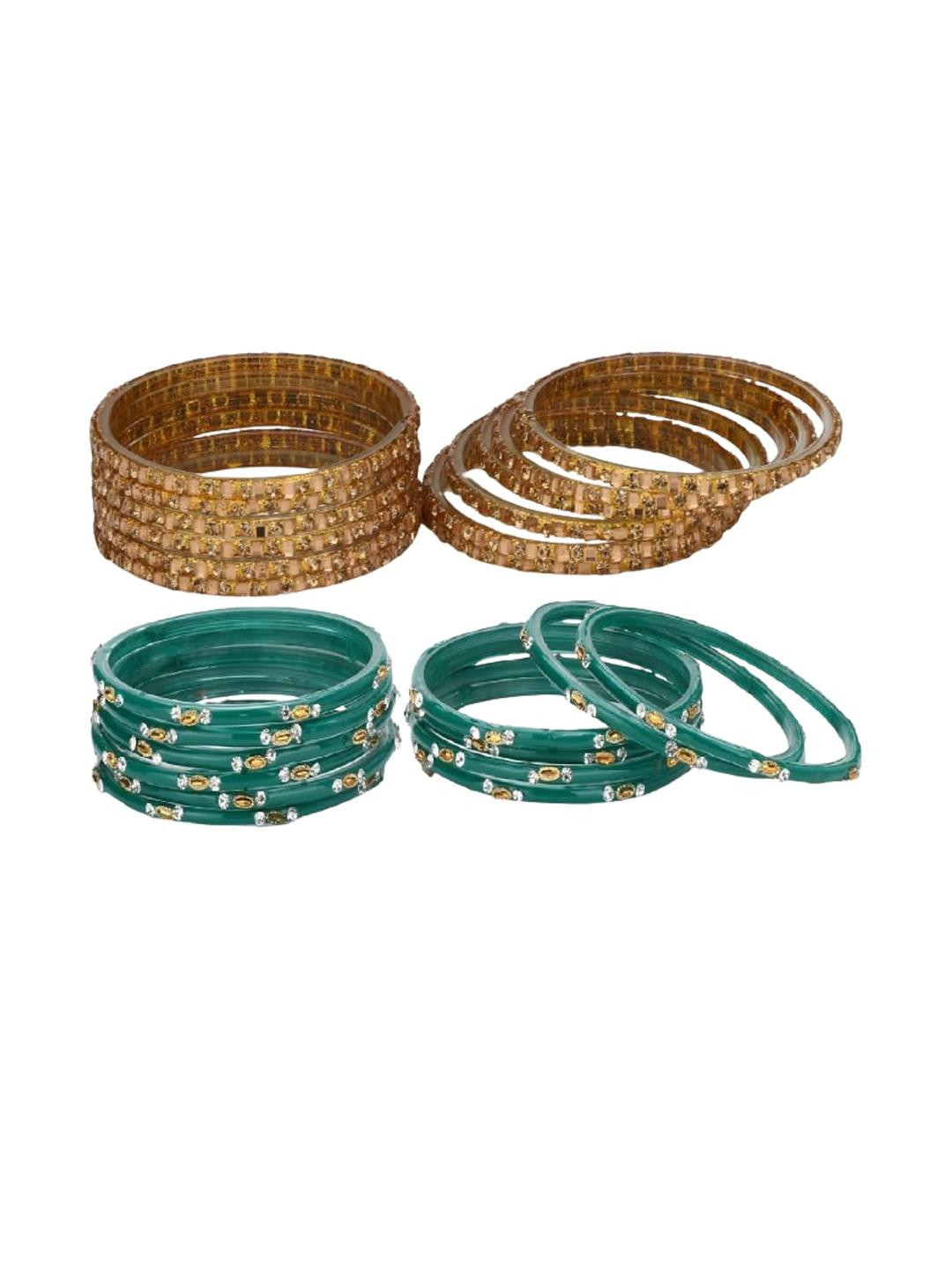 Somil Stylish Glass Bangle/Kada Set In 12 Bangles - Combo Of 2 Set