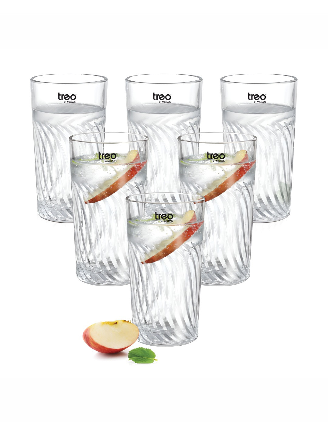Treo Tide Glass Tumbler Premium Glass Set of 6 for Water Cold Drink 290 ml