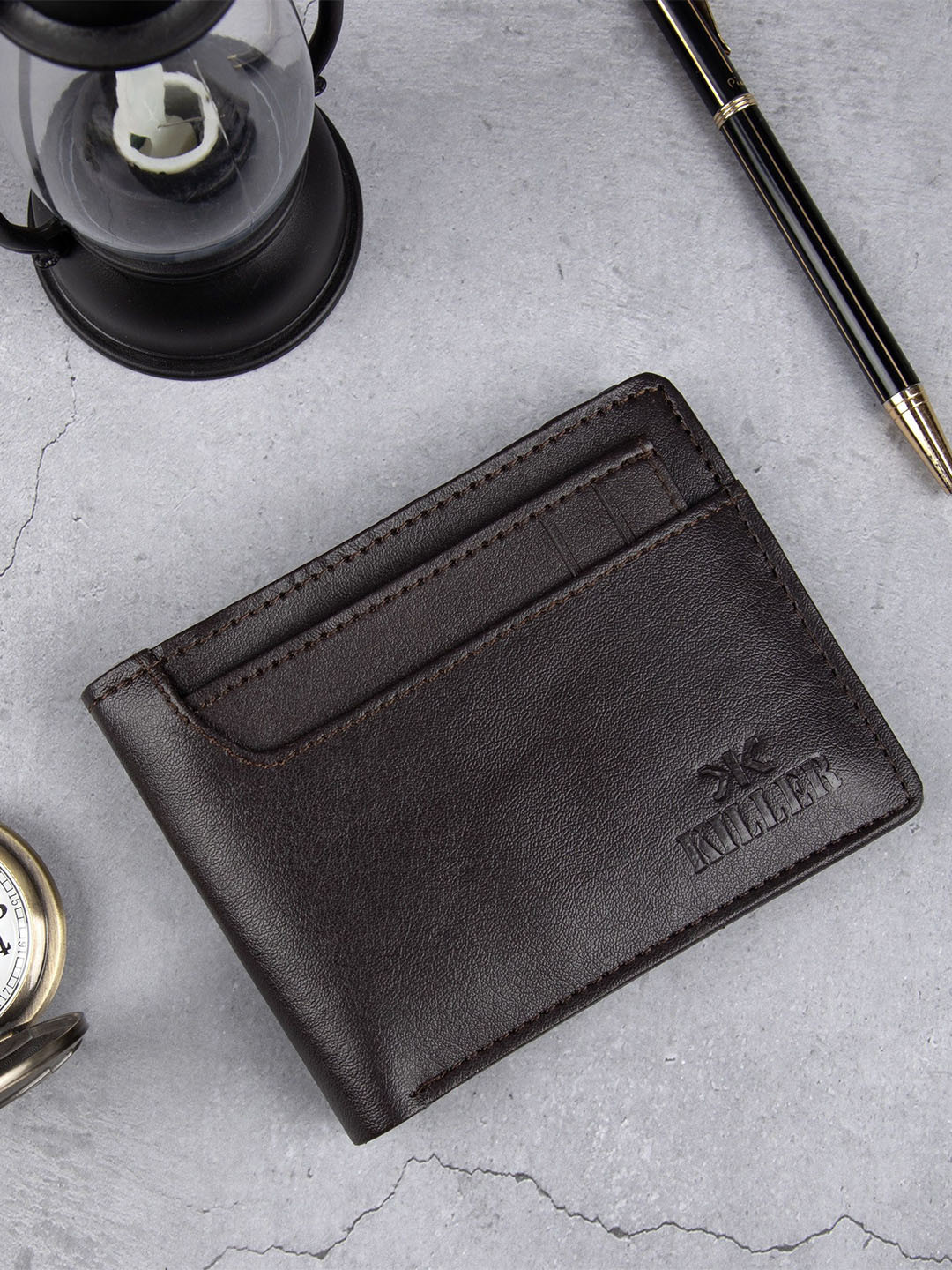 Killer Men Textured Leather Two Fold Wallet with SIM Card Holder