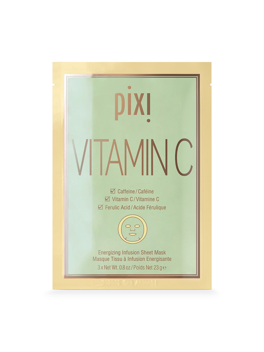 Pixi Vitamin C Energizing Infusion Sheet Mask with Caffeine & Ferulic Acid - 3 Sheets