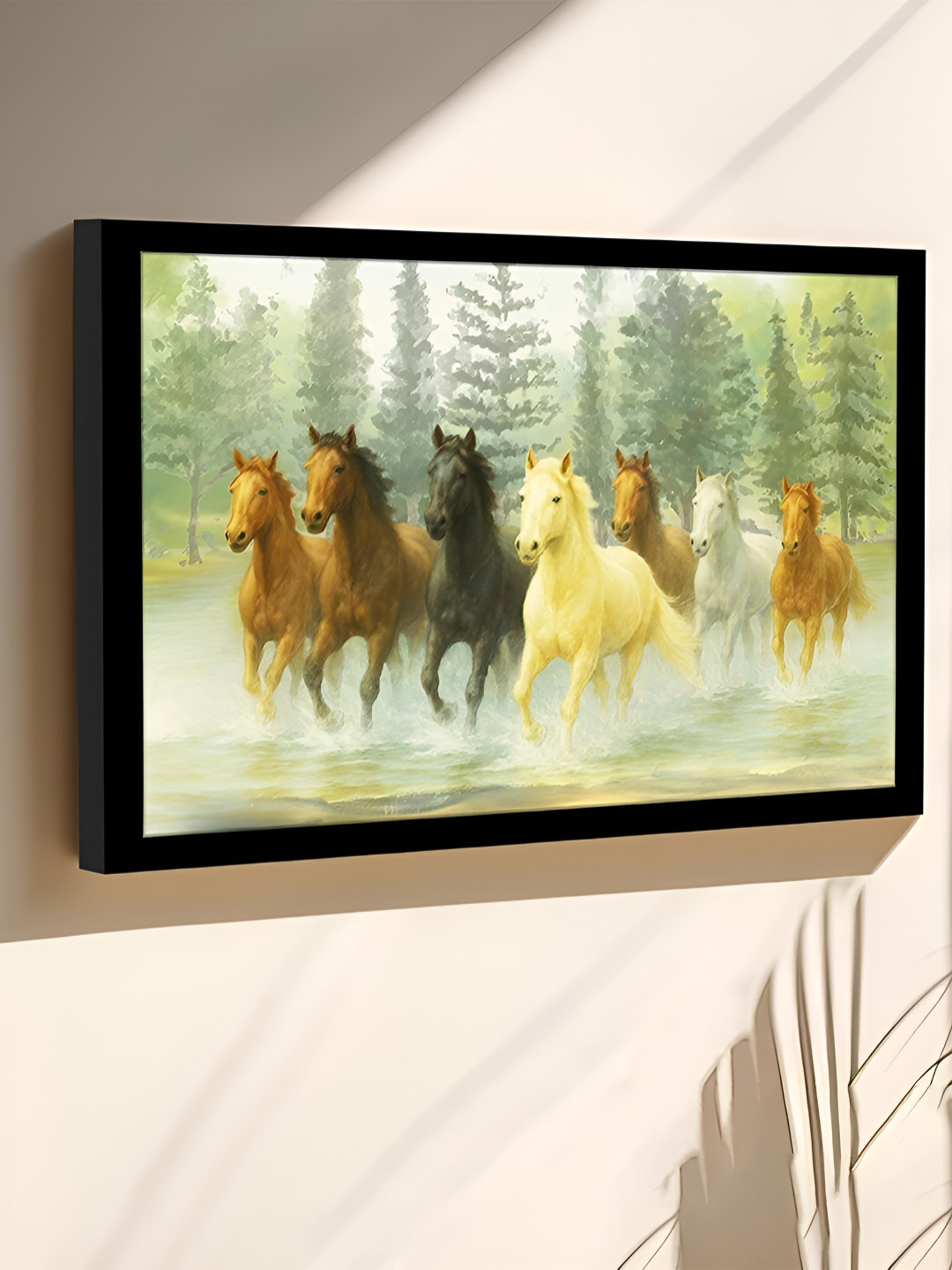 Art Street Green Running Horses Birds And Animals Wooden Wall Art