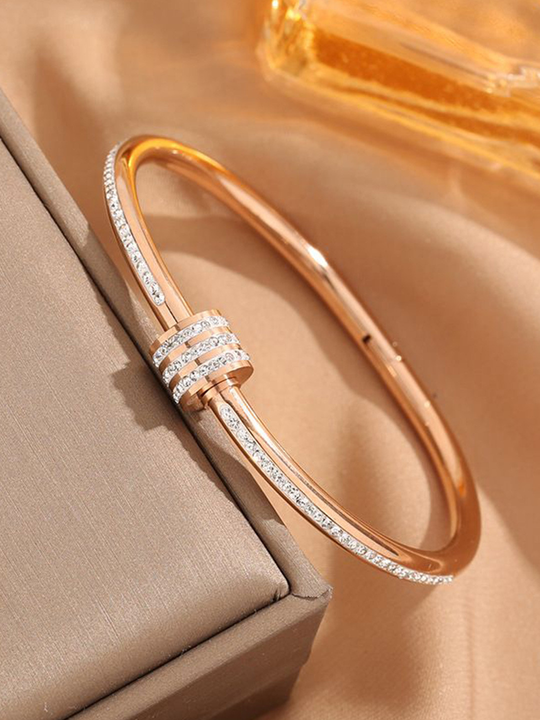 Aiza 18KT Rose Gold Plated Ring of Elegance Bangle Bracelet