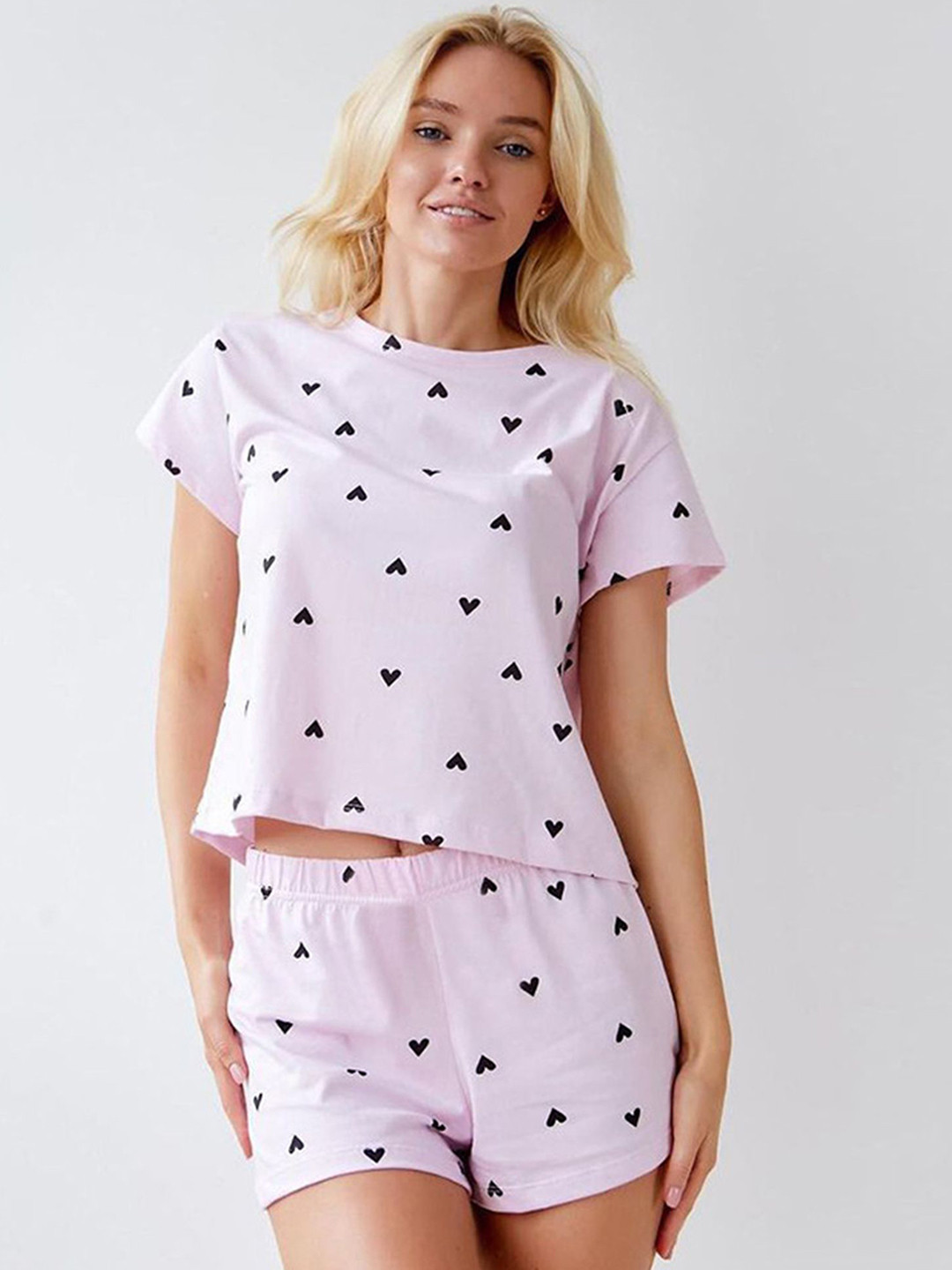 LULU & SKY Graphic Printed Round Neck T-shirt And Shorts
