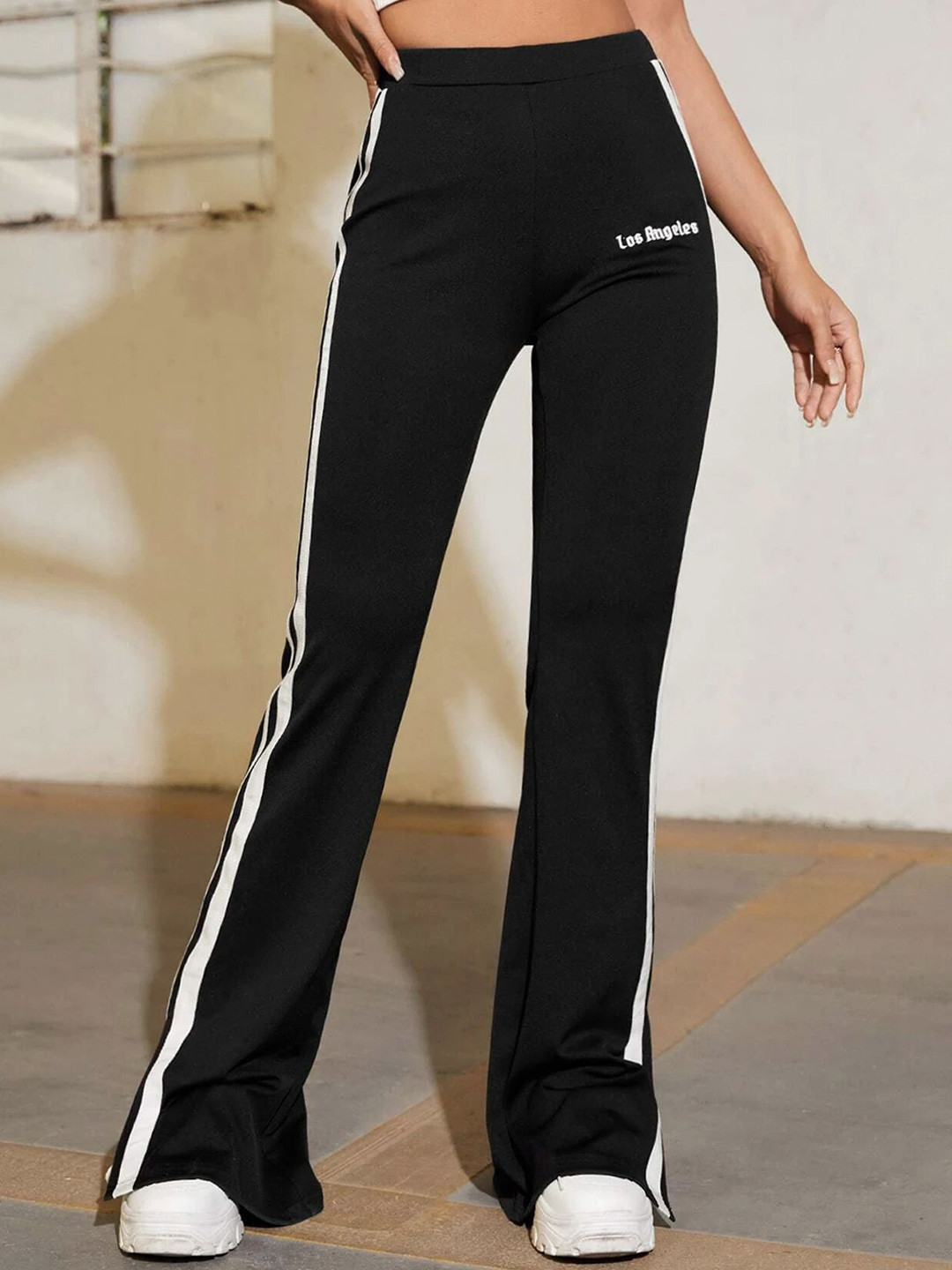 Stylecast X Slyck Women Side Striped Mid-Rise Track Pants