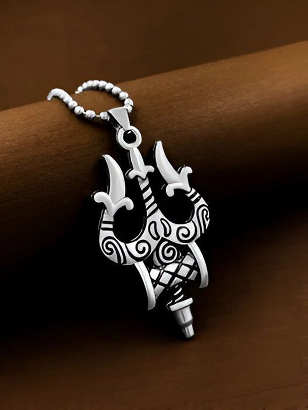 VS Unique Collection Set Of 2 Mahadev Lord Shiva Trishul Pendant With Chain