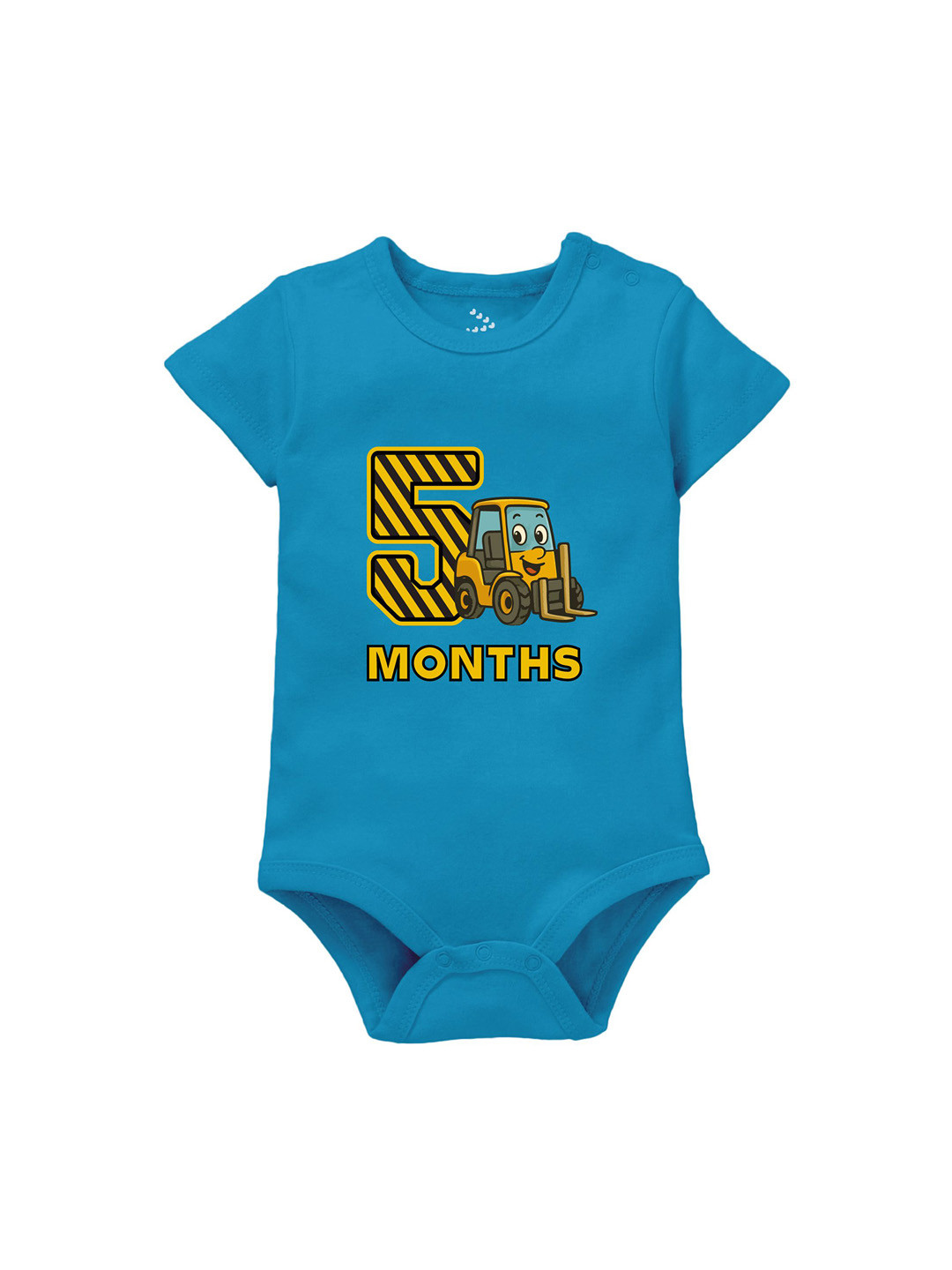 Zeezeezoo Kids 5 Month Birthday Construction Printed Pure Cotton Bodysuit