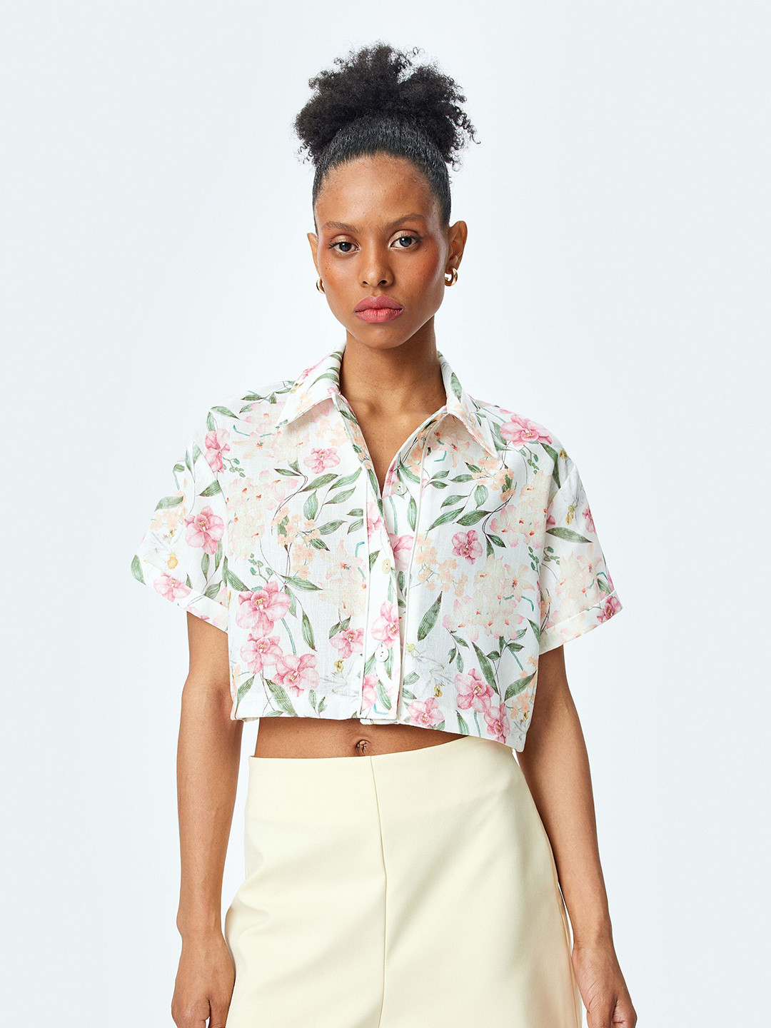 Koton Women Boxy Fit Spread Collar Floral Printed Casual Shirt