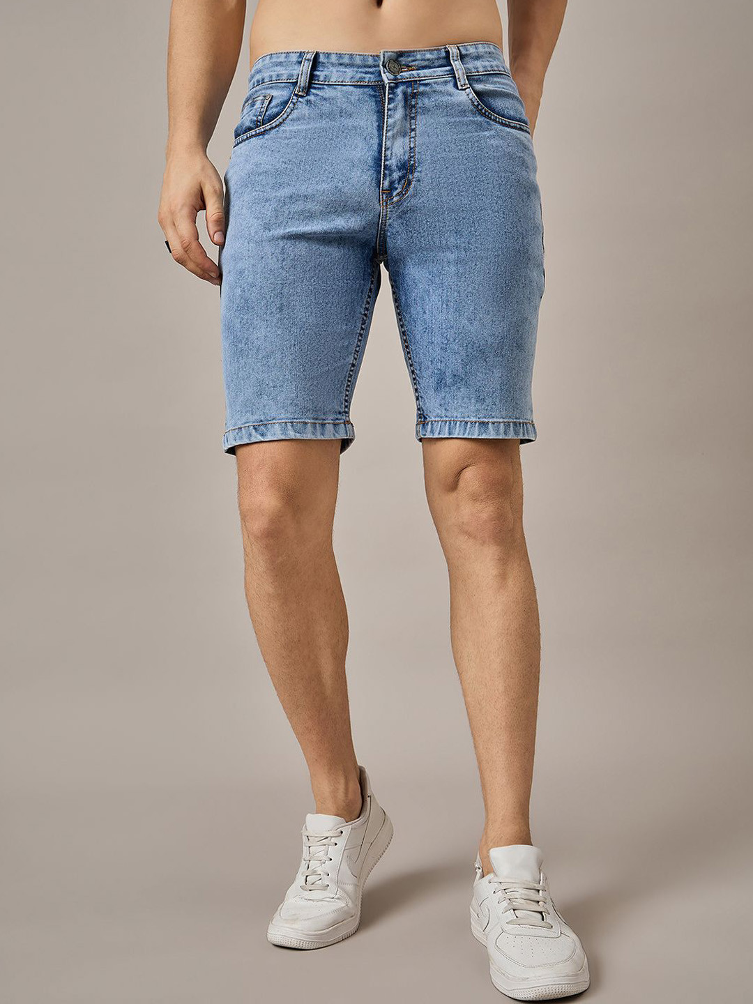 STUDIO NEXX Light Cloud Men Slim Fit Washed Denim Shorts