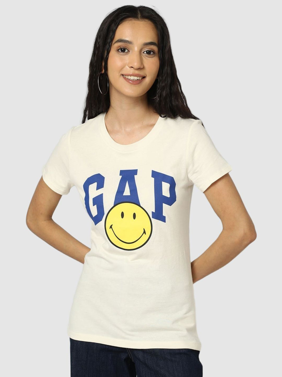 GAP Brand Logo Typography Printed Crew Neck Pure Cotton Relaxed Fit T-shirt