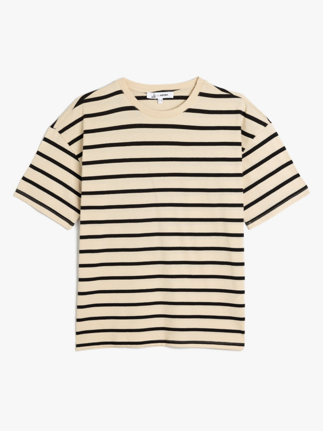 Koton Women Striped Round Neck Cotton T-shirt