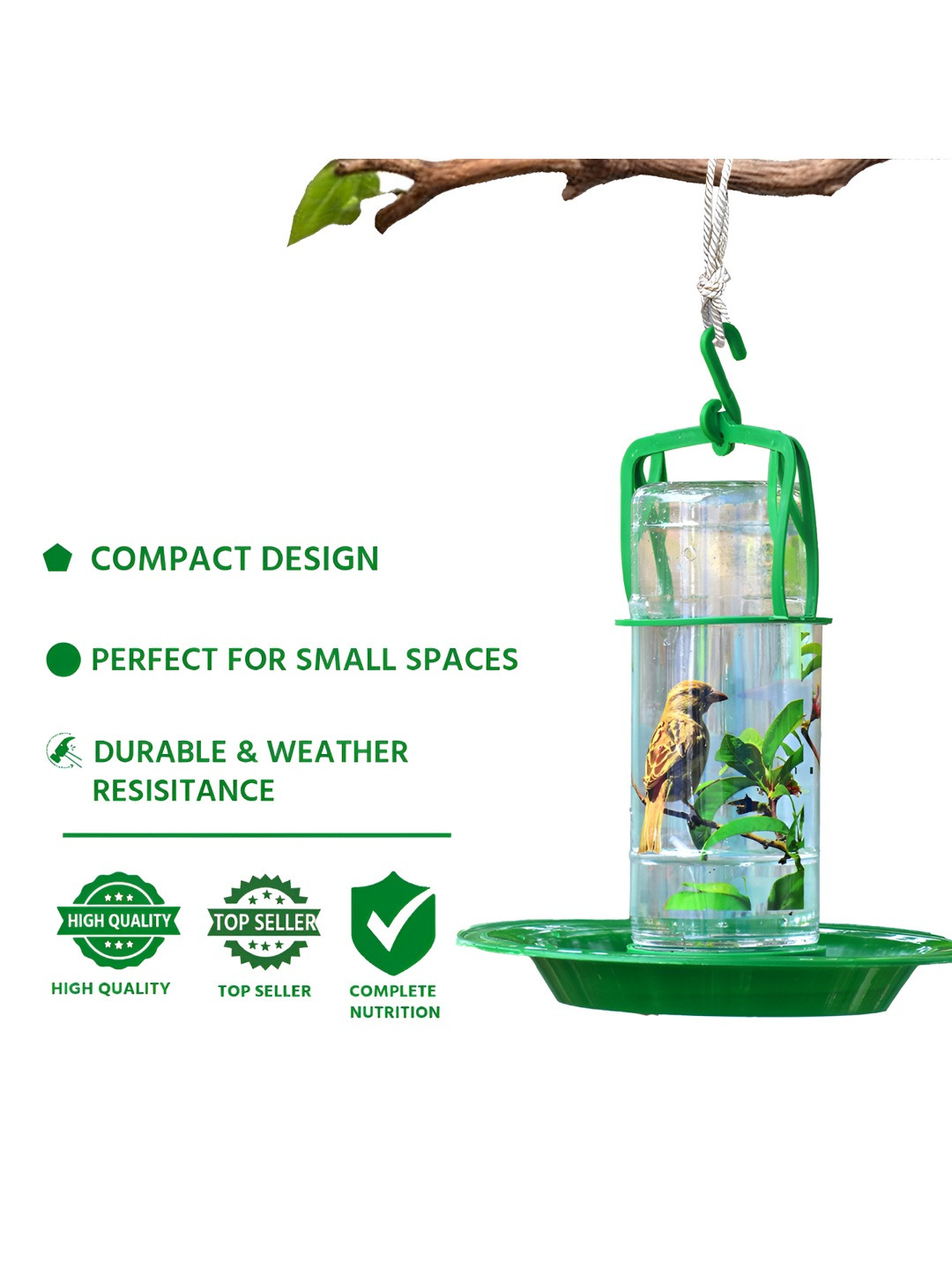 AMIJIVDAYA Green Hanging Bird Water Feeder