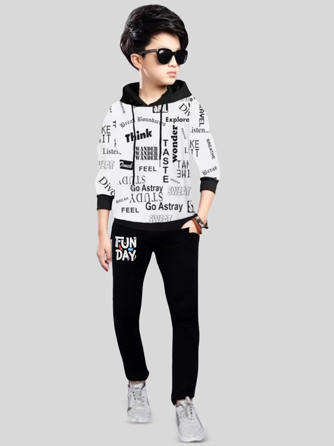 ATLANS Boys Printed Hooded Sweatshirt With Joggers