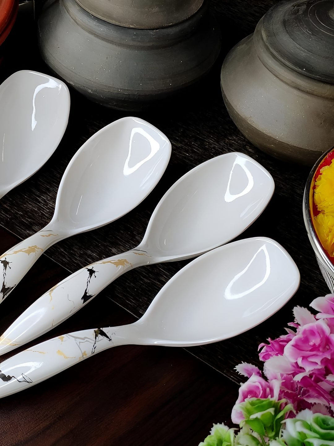 Vemlons White 4 Piece Plastic Table Spoon