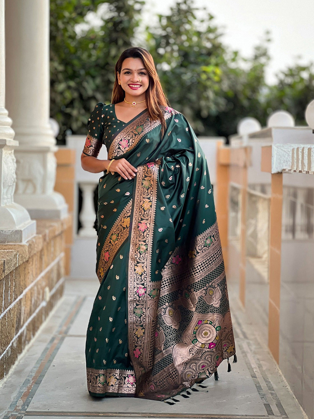 Pandadi Women Saree Ethnic Motifs Zari Silk Blend Designer Banarasi Sarees