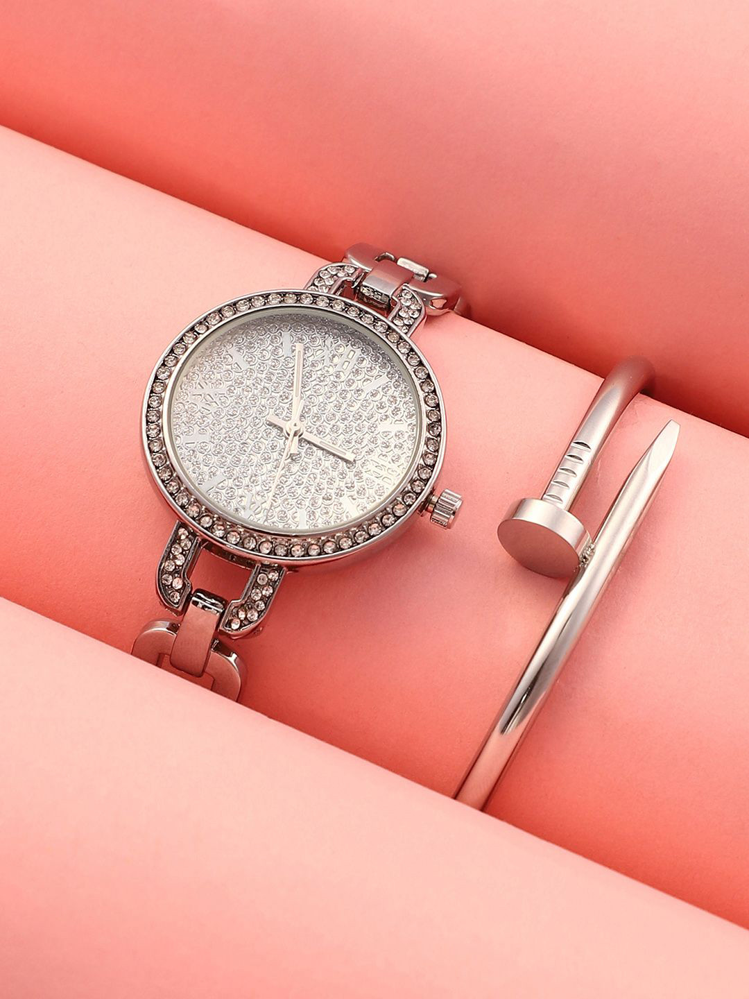 HAUTE SAUCE  Women Set Of Orne Roman-Link Watch & Bracelet SSM25_HSWB5136