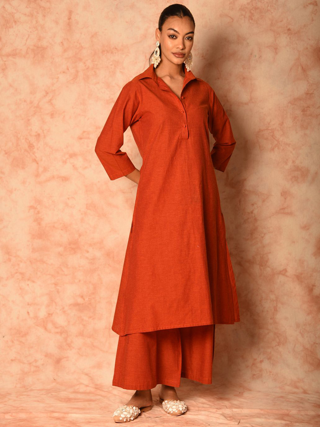 JHALAKK BY LAALZARI Shirt Collar Kurta & Palazzo Co-Ord Set