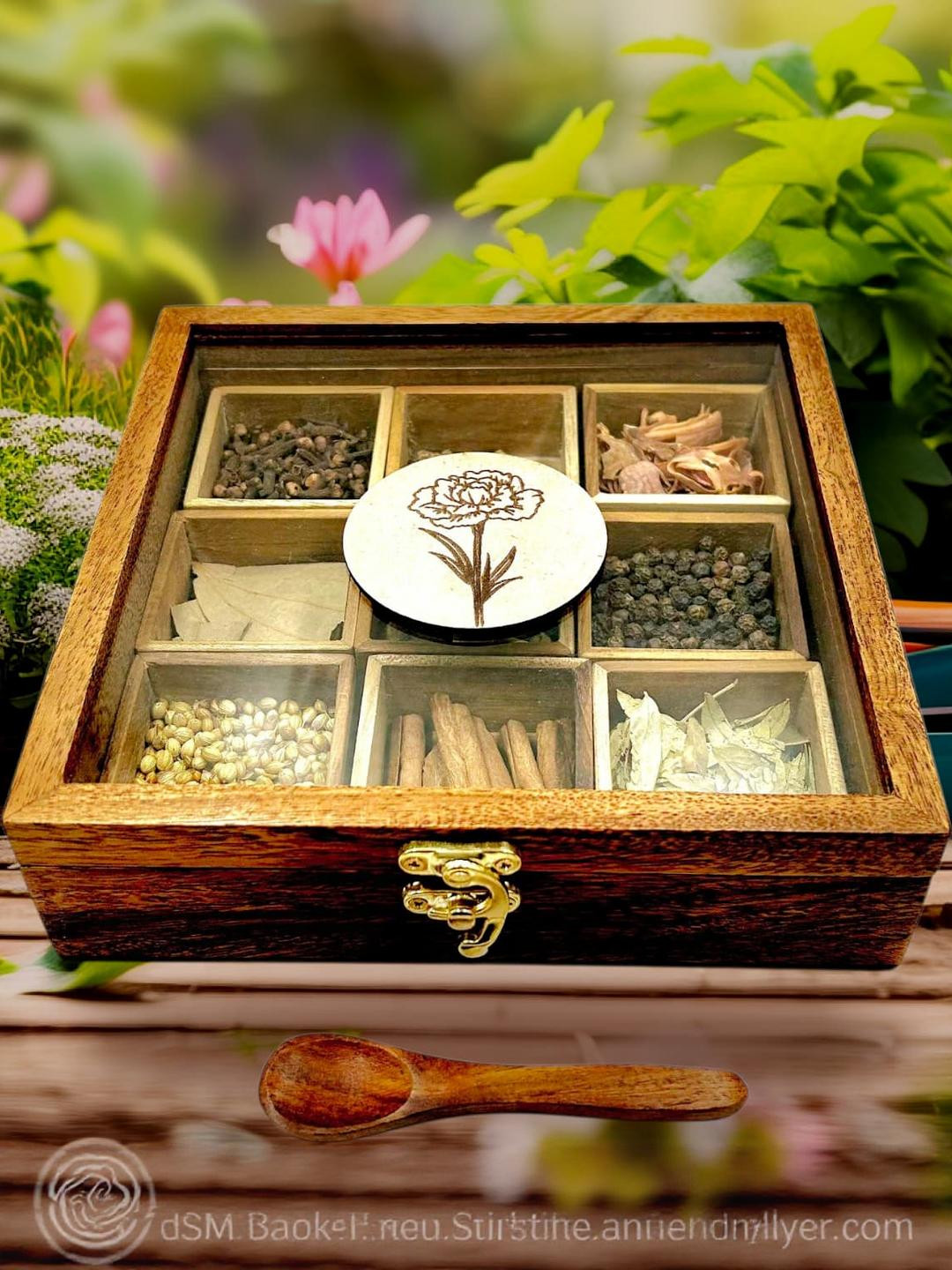 Angira handicrafts Wooden Masala Box Set