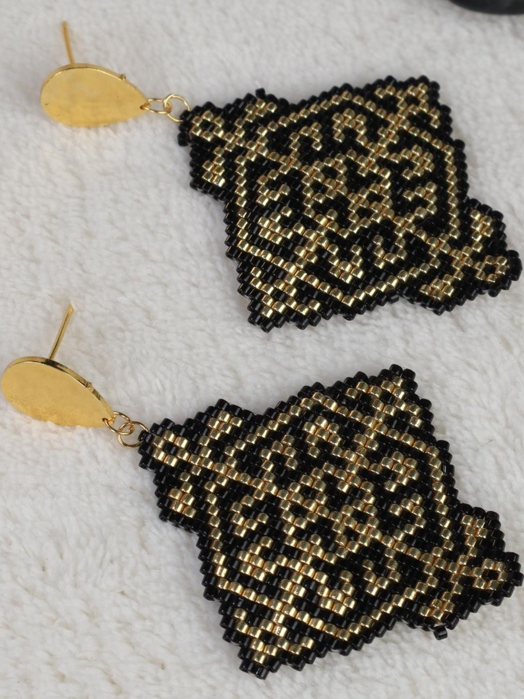 Threads & Beads Women Gold-Plated Geometric Drop Earrings