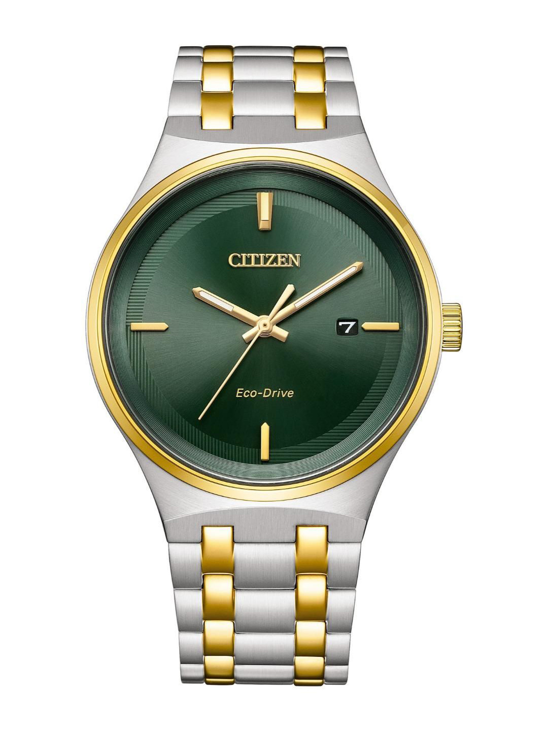 Citizen Men Axiom Brass Dial & Stainless Steel Straps Analogue Eco Drive Watch BM7654-57X