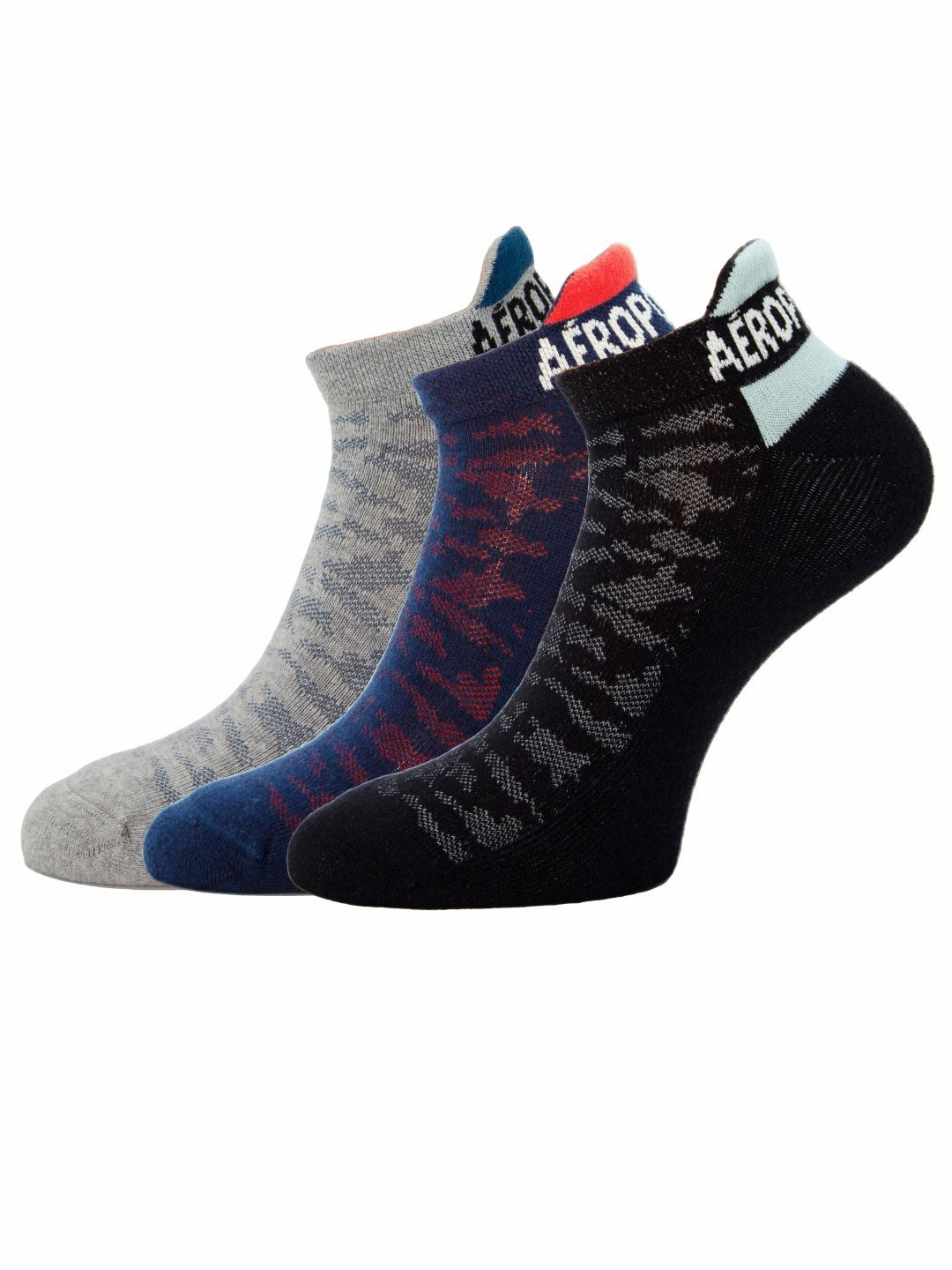 Aeropostale Men Pack Of 3 Printed Half Cushion Ankle-Length Socks
