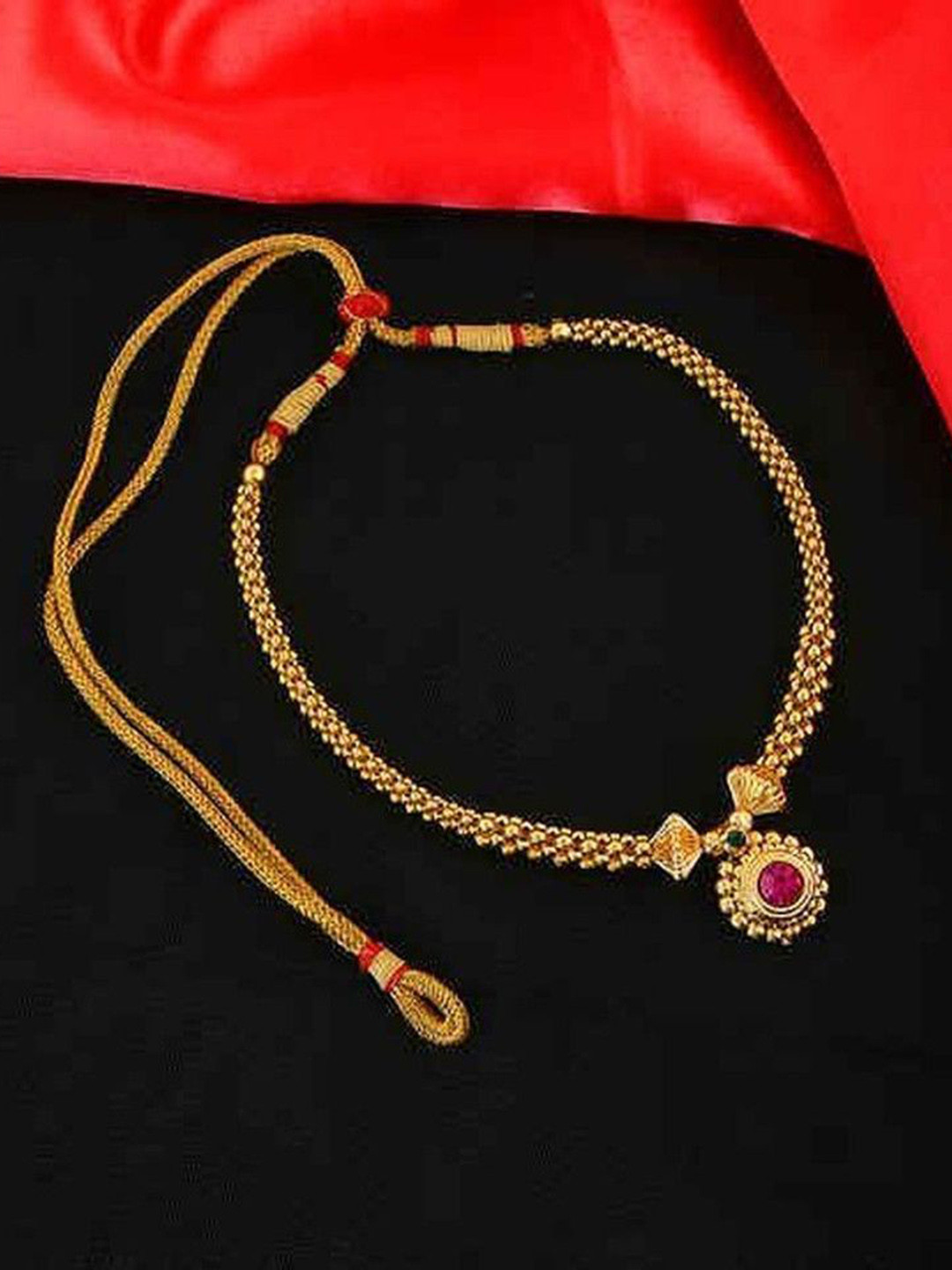 Heer Collection  1gm Gold-Plated Temple Jewellery Set