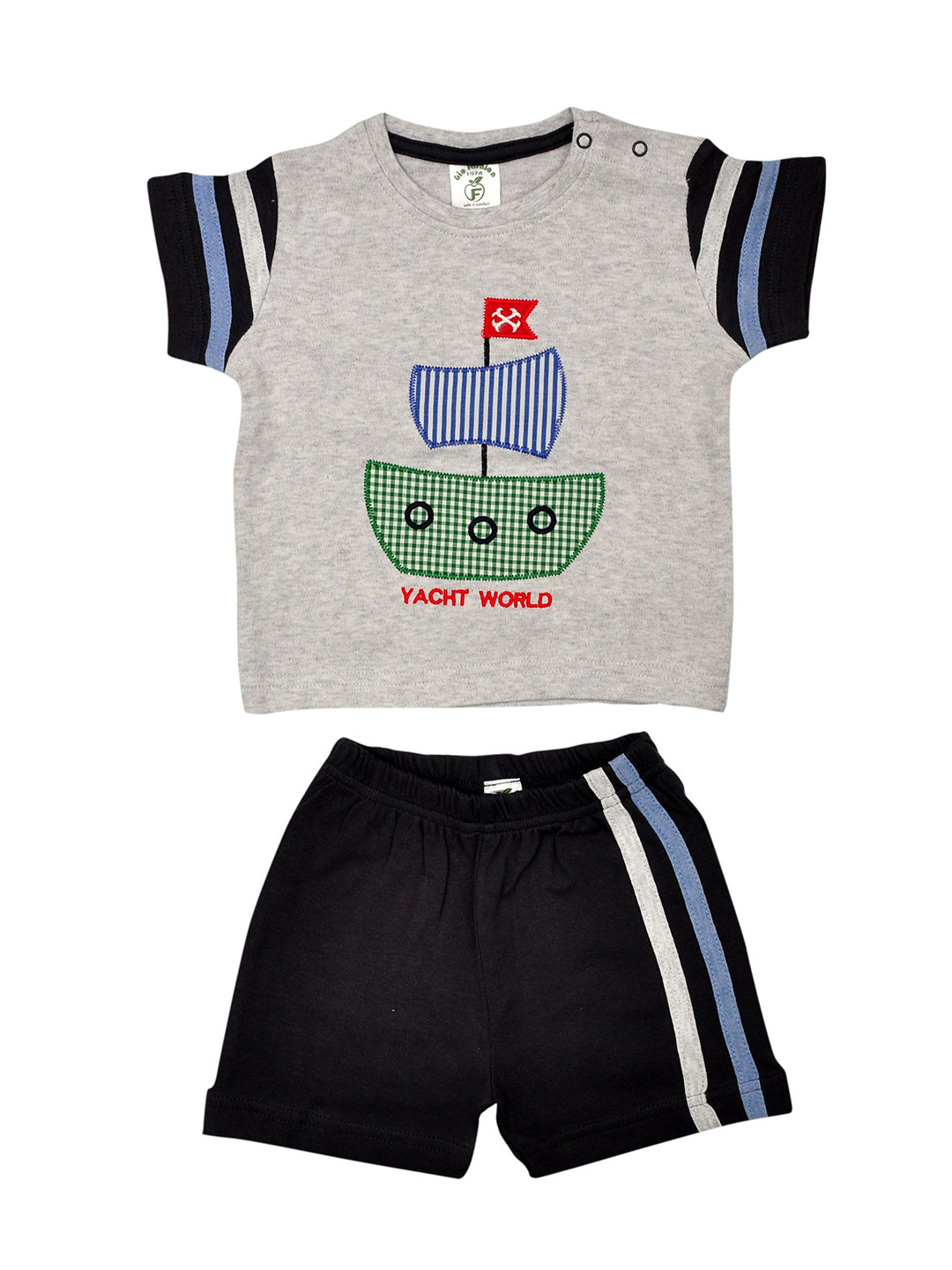 BIO FASHION Boys Printed Short Sleeves Pure Cotton T-shirt With Shorts