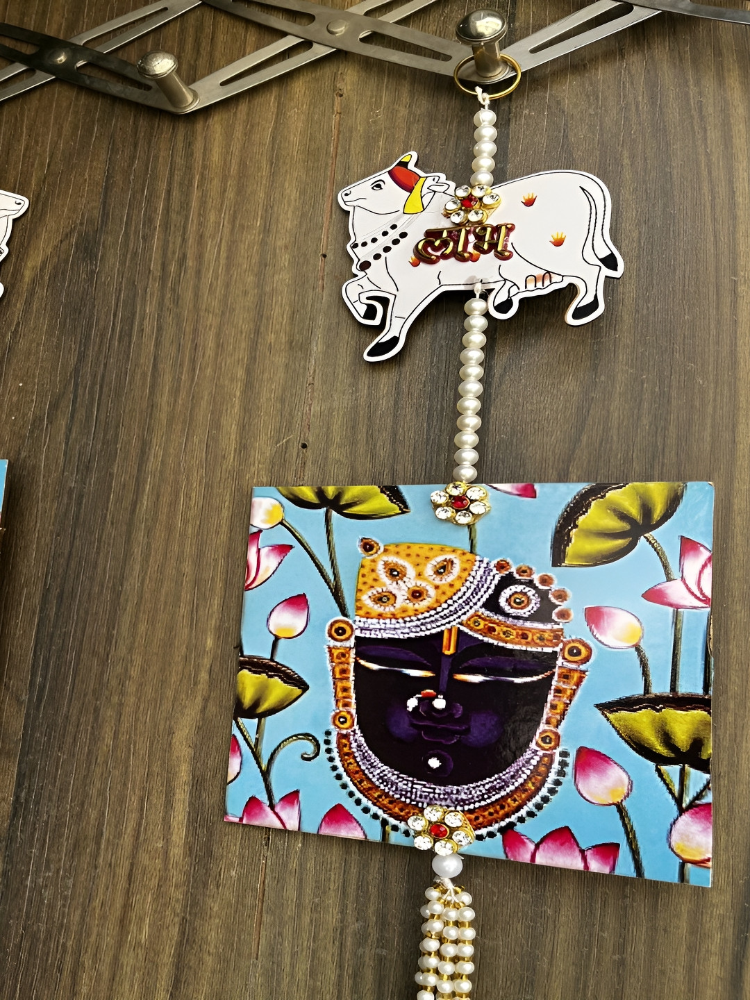 Sellplus Blue Pichwai Cow Cone Wooden Festive Hanging