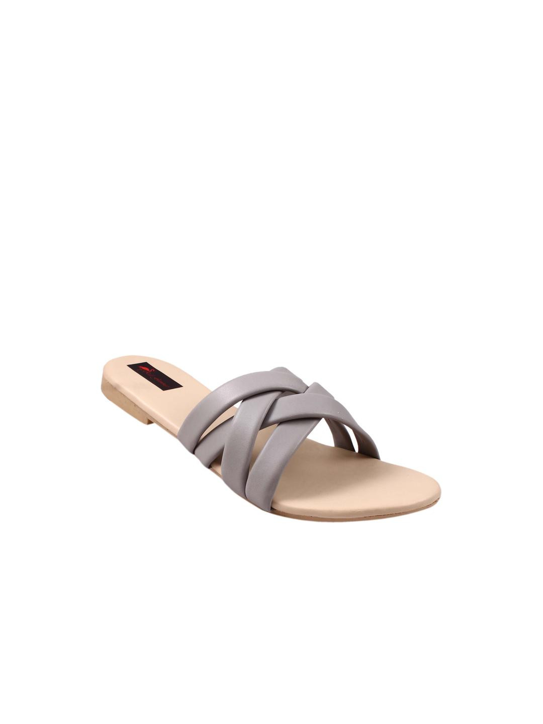 Red Flamigo Girls Grey Open Toe Flats