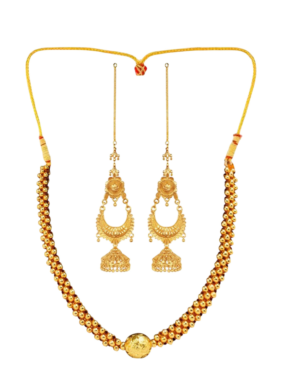 Heer Collection  1gm Gold-Plated nMicronPlated Beaded Jewellery Set