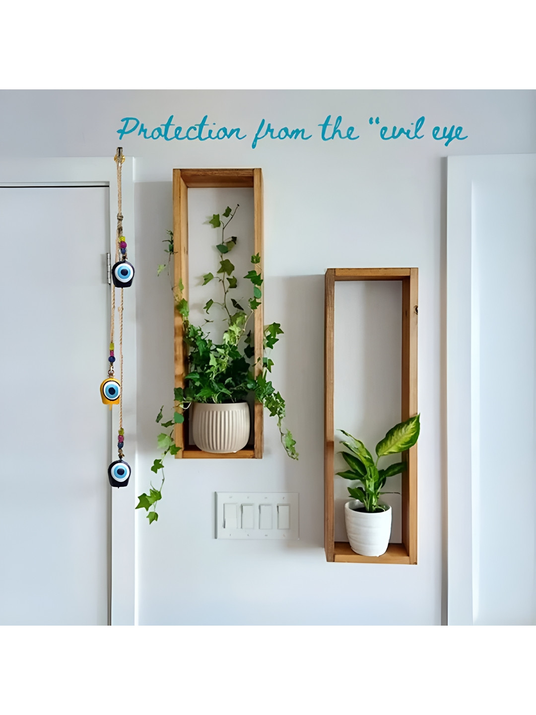 JASMEY HOMES Yellow & Blue 3 Tara Evil Eye Cow Bell Windchimes