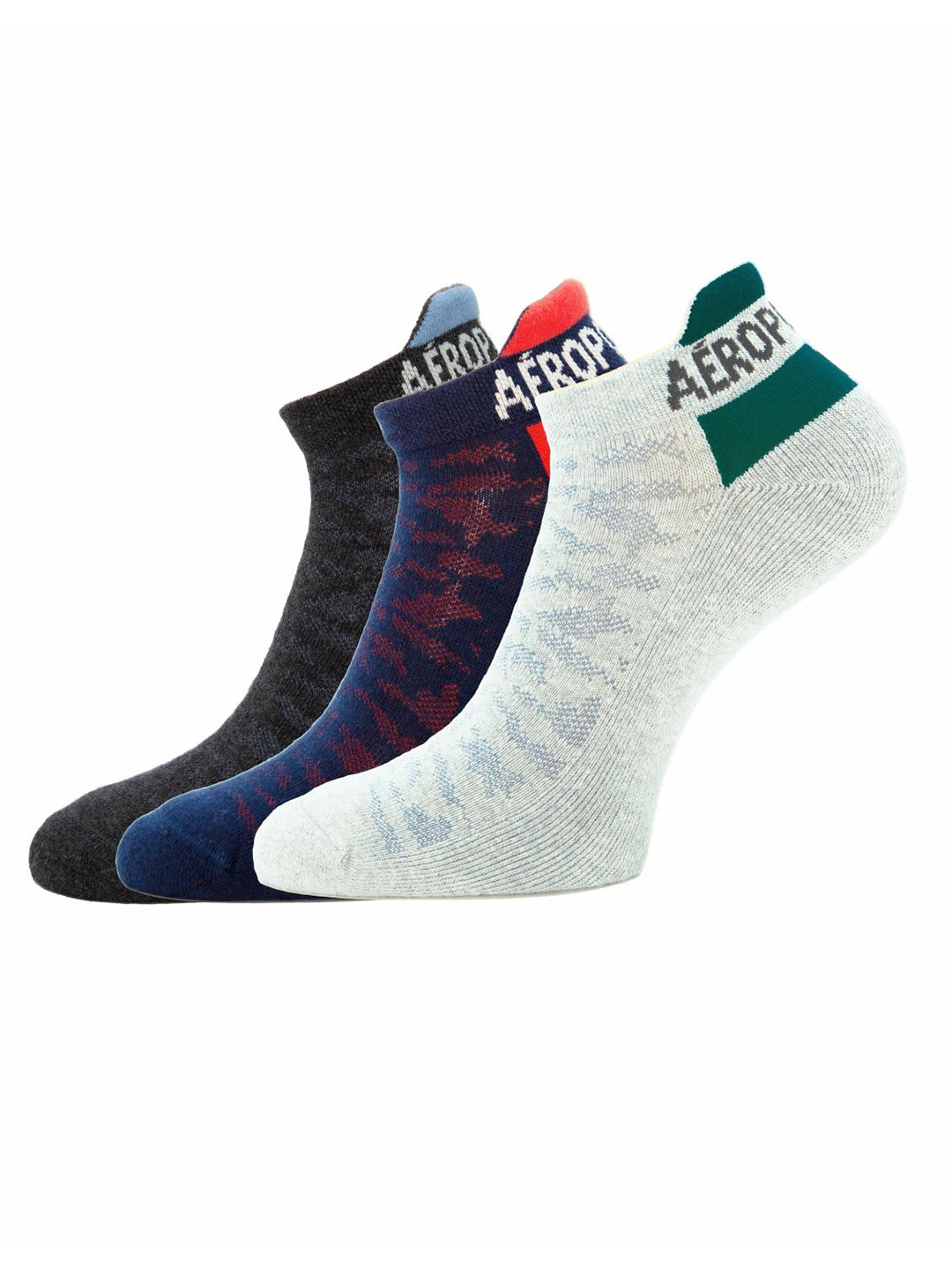 Aeropostale Men Pack Of 3 Printed Half Cushion Ankle-Length Socks