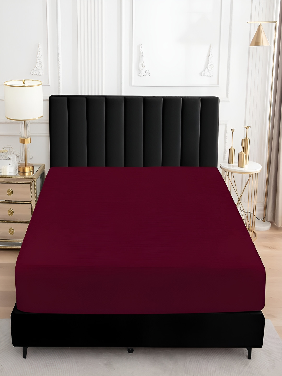 Myntra Elegant Homes Maroon Terry Water Resistant Queen Fitted Mattress Protector