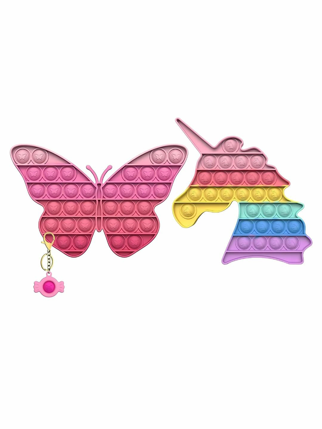YK Set of 3 Unicorn & Butterfly Pop It Fidget Toy