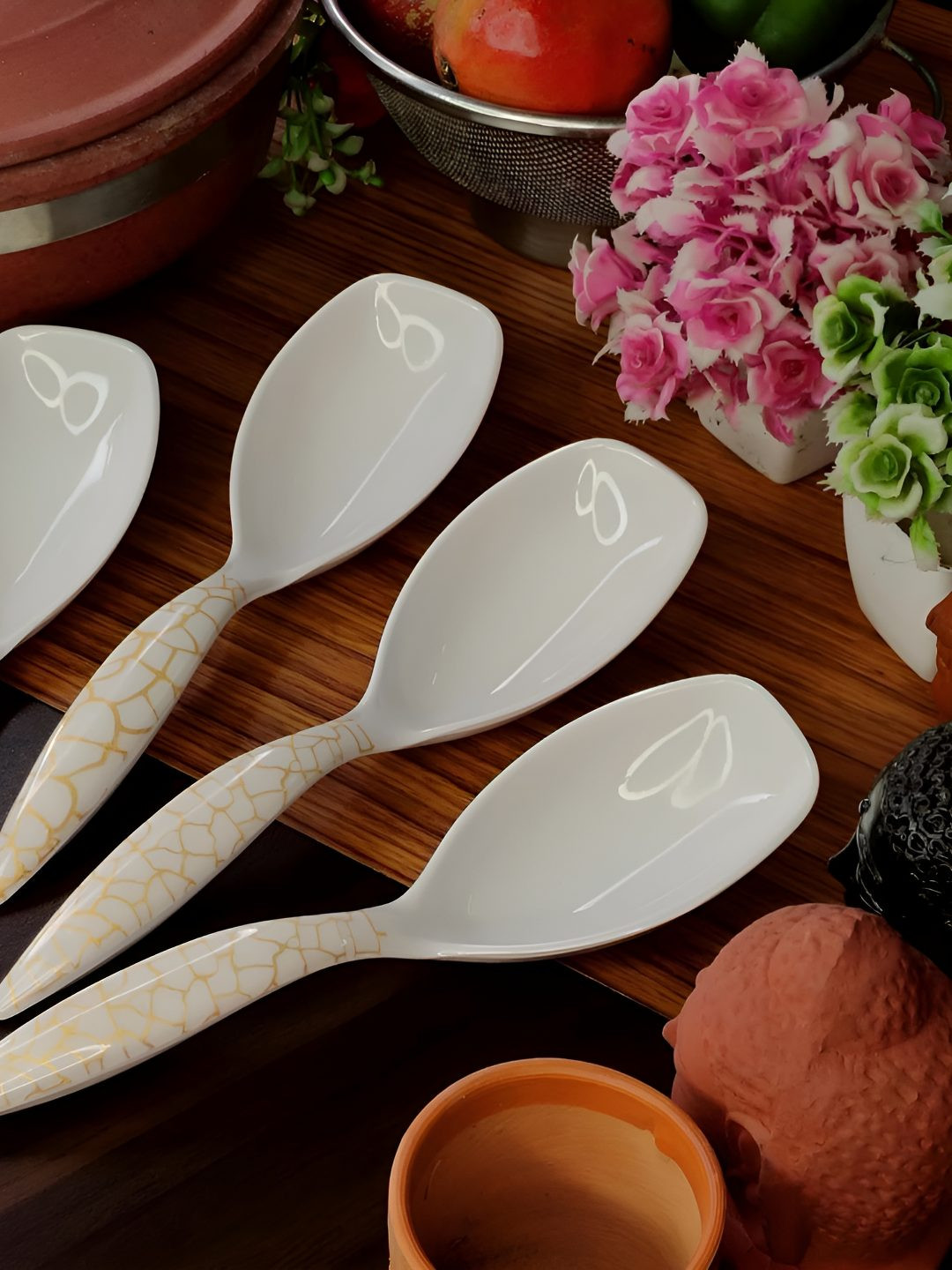 Vemlons White 4 Piece Plastic Table Spoon