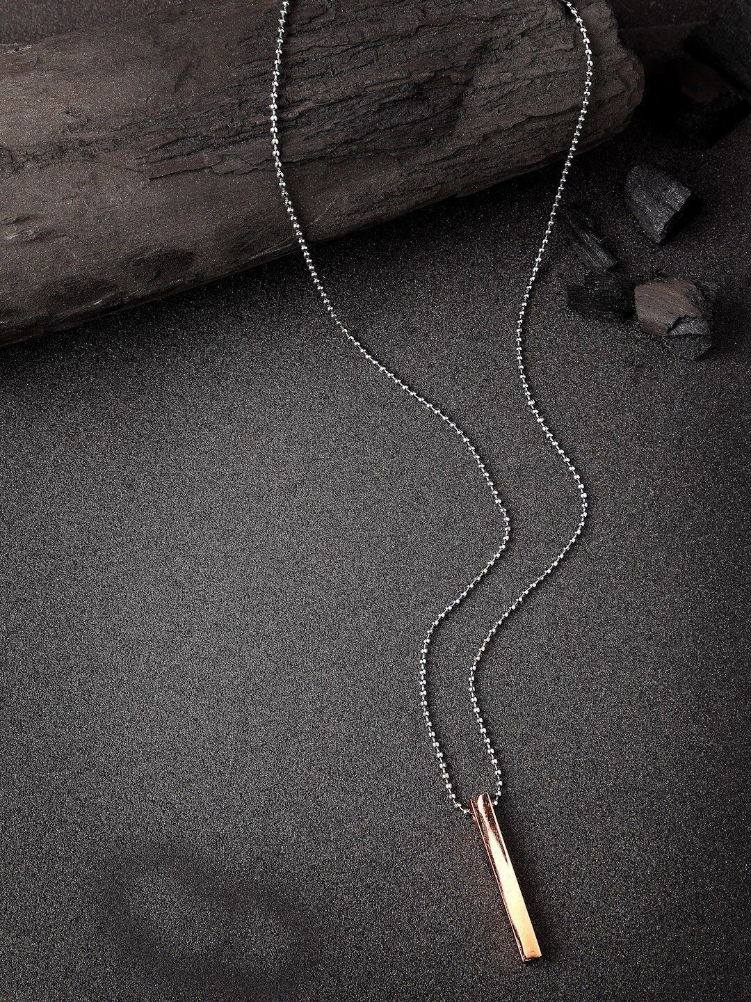 Roadster Men Copper Plated Geomatric Pendent with Chain