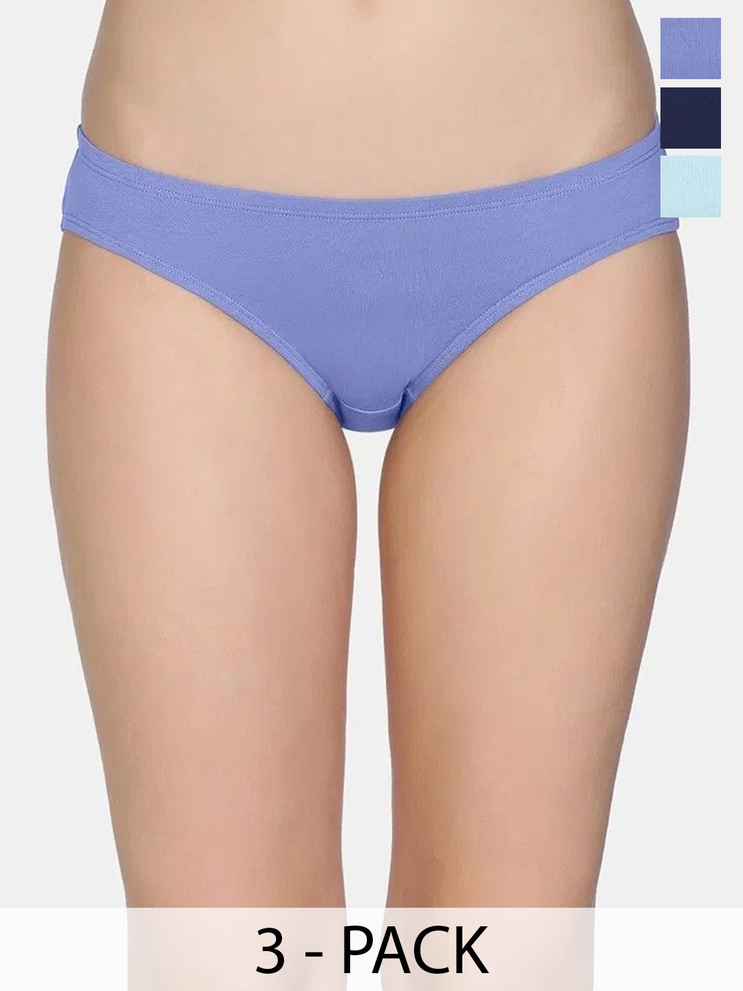 Zivame Pack Of 3 Low Rise Full Coverage Bikini Briefs ZI28DE-Omphal Jacrda Blue D