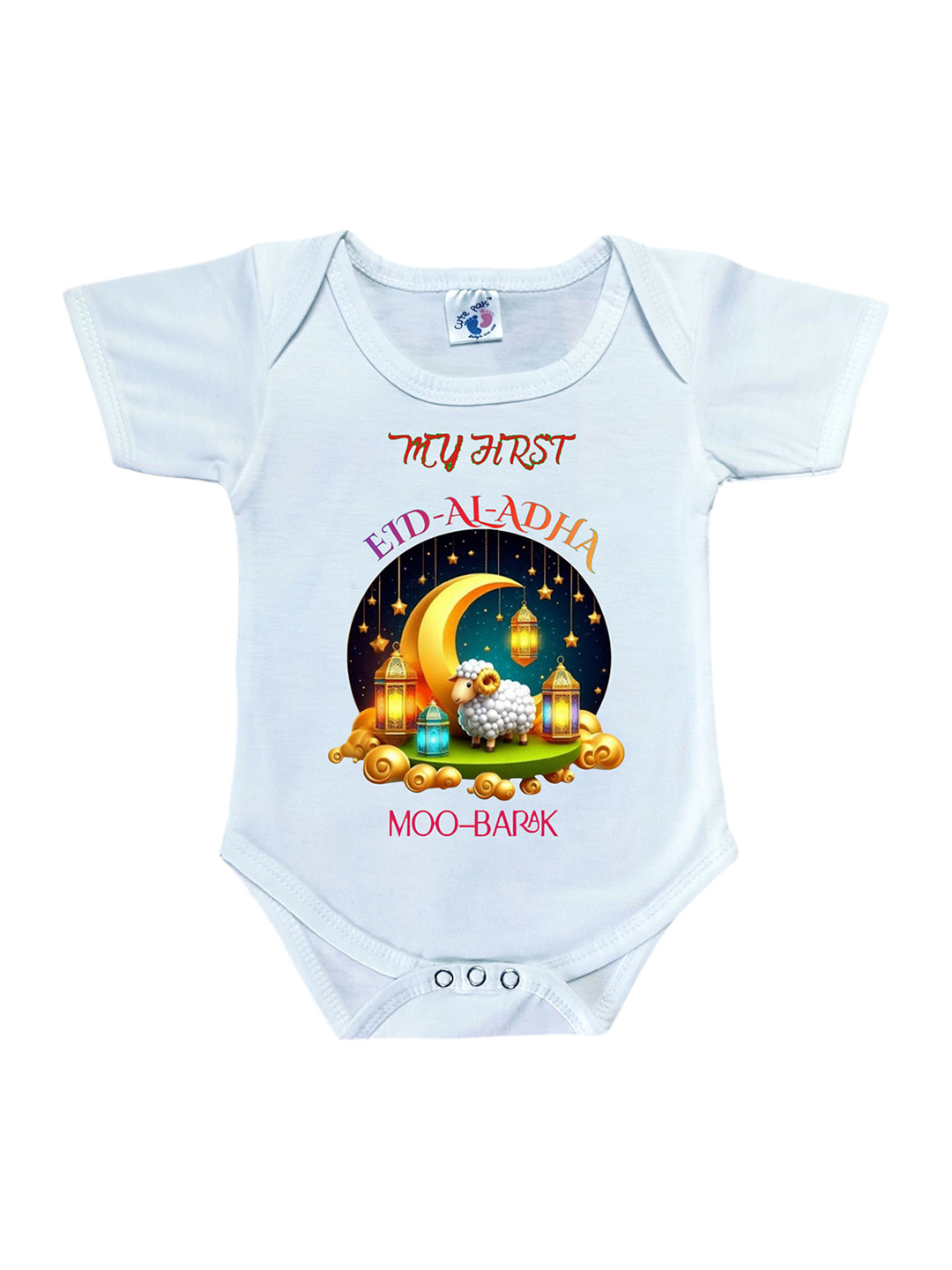 Cute Pals Infants My First Bakri Eid al-Adha Printed White Dress Cotton Bodysuit