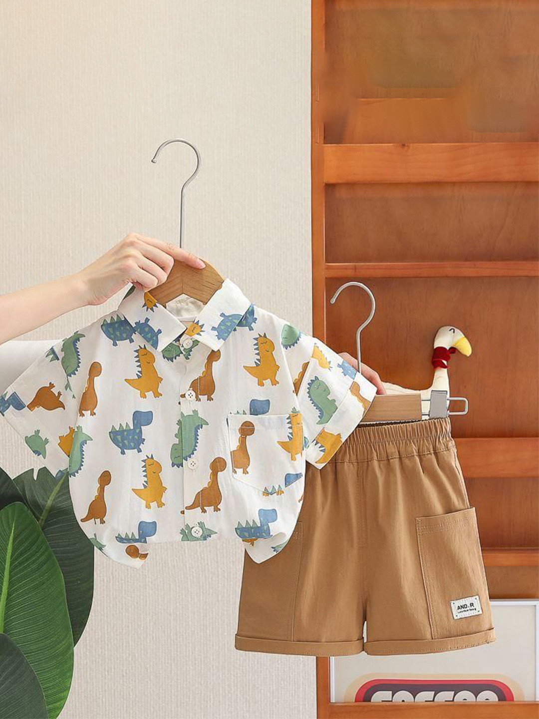 POP STREET KIDS Boys Printed Spread Collar Shirt With Shorts